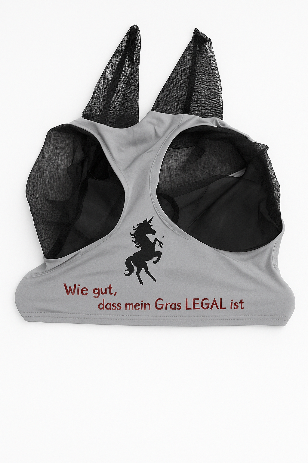 Fliegenhaube Pferd „ Wie gut, das mein Gras Legal ist .